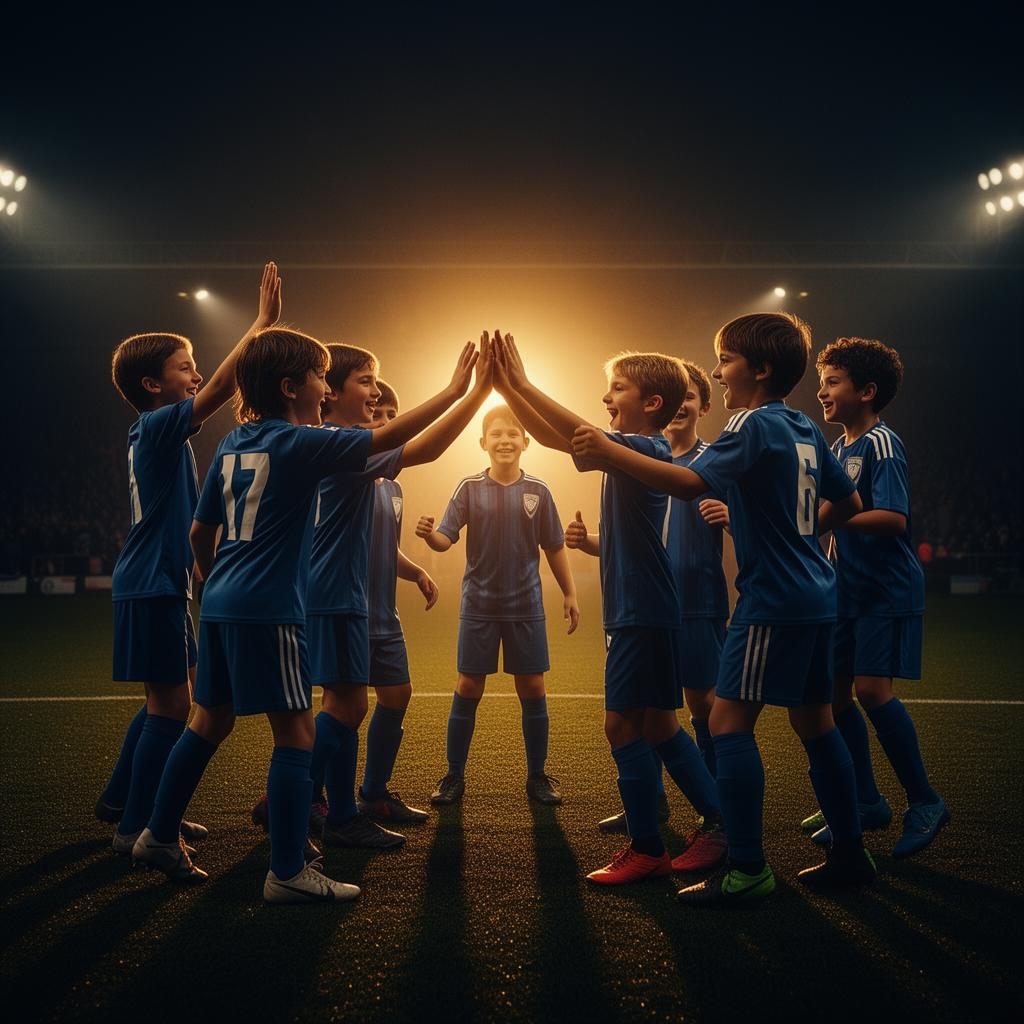 Young players celebrating together